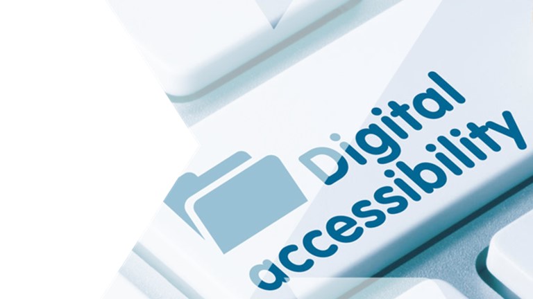 Bild visar ett tangentbord med texten digital accessibility