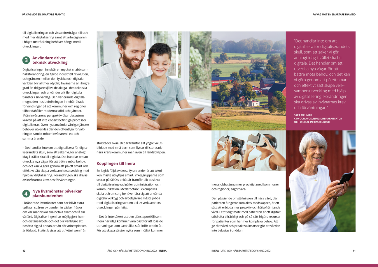 Uppslag från Ineras årsrapport 2022.
