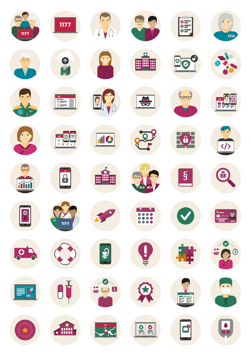 Grid med stor mängd Inera-ikoner.