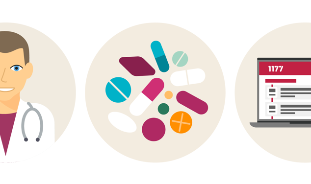 Utsnitt ur närbild på tre stycken ikoner.