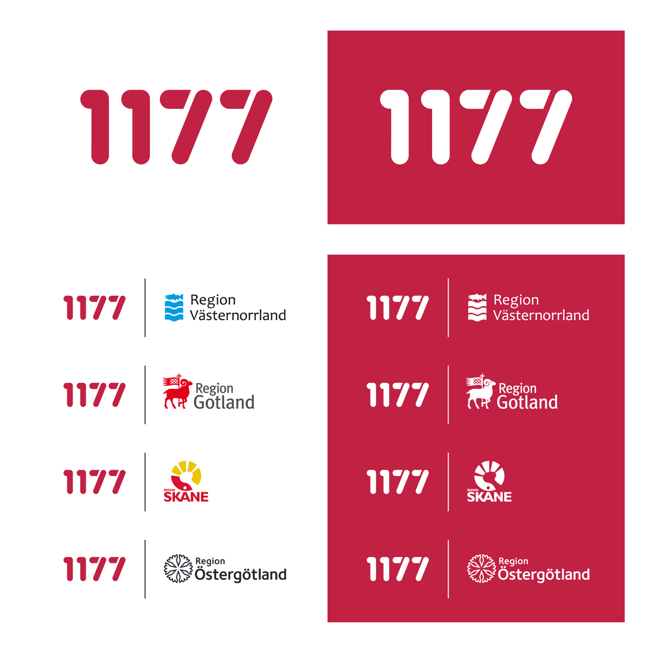Bild på olika varianter av den nya logotypen.